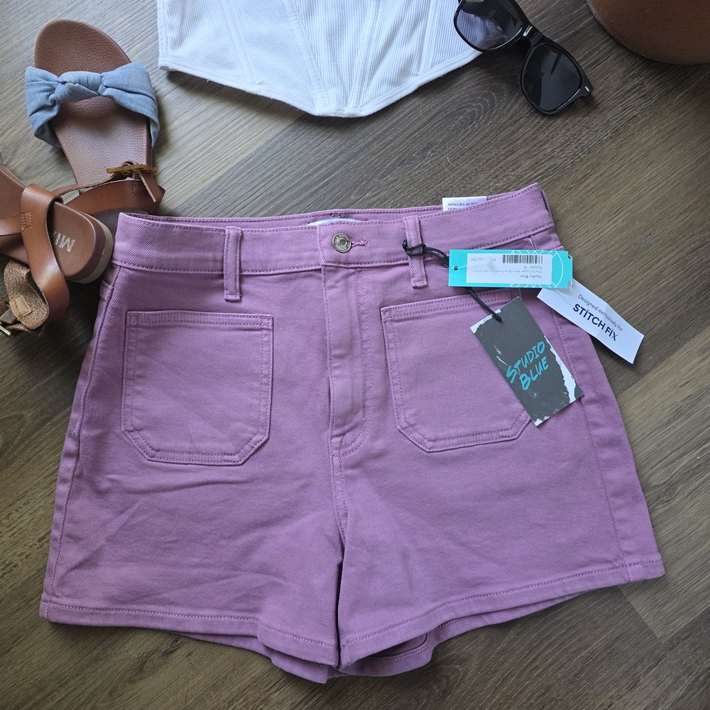 Studio High-Waist Mauve Cotton Shorts